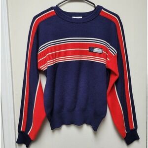 Adidas Sweater Striped Ski Gear Large Navy Red White The Science of Sports